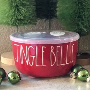 Rae Dunn Christmas Holiday Jingle bells ceramic container with vented lid
